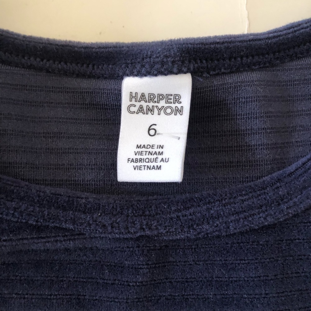 Harper Canyon Girls Ribbed Velour Puff Sleeves Navy Blue Dress Size 6 - Picture 4 of 8